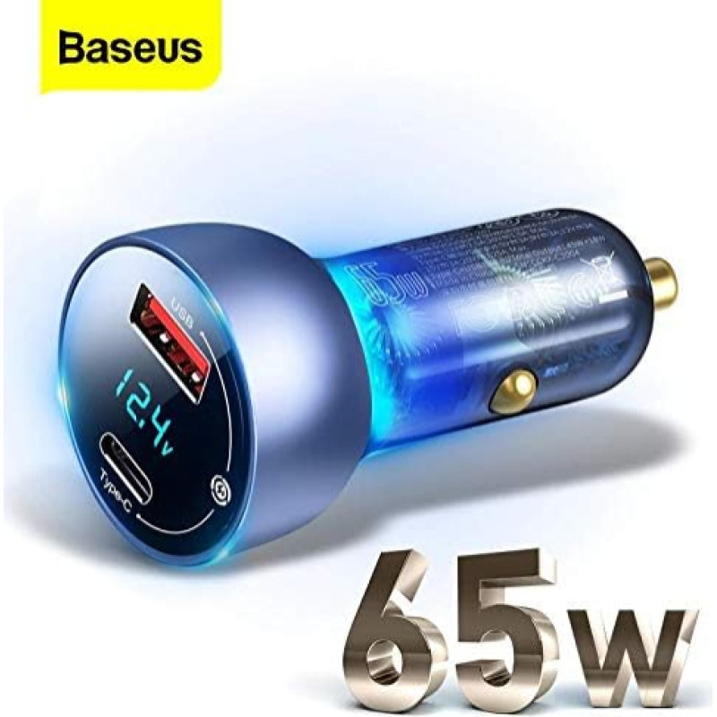 Baseus KFZ-Ladegerät-Set mit spezieller Digitalanzeige PPS QC U+C (60W C+C Kabel 1m) 45W schwarz TZCCKX-0G