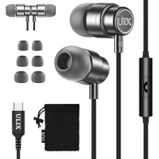 UliX Rider USB C Headphones, 5 Year Warranty for iPhone 16 15 Pro Max Plus Samsung Galaxy S23 Ultra S22 S21 FE S20 A53 A54, USB Type C Earphones with Microphone In-Ear with Cable for iPad Pro 2022