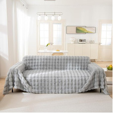 AMWAN Ultraweicher, Flauschiger Kunstfell-Couchbezug für Sofa, Bett, lang, zottelig, dick, warm, flauschig, Sofa-Schonbezug für Hunde, Katzen, Kinder, dekorativ, grau, gemütlich, Plüsch, niedliche