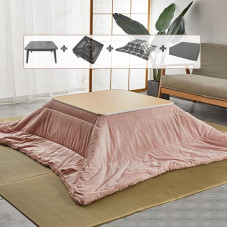 TESZON Japonijos Kotatsu paklodė su šildytuvu ir antklodės padu, įjungiama į šildymo stalą Futon, 4 vnt., skirta namams ir gyvenimui, rožinė (dydis: kvadratas)