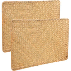 Zerodeko 2 Stück Woven Tischsets aus Naturmaterial Rechteckige Platzmatten Isolierend und Hitzebeständig Vintage Stil für Esstisch Dekoration