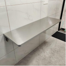 Sieninis sulankstomas stalas Balkono sulankstomas stalas Taupantis erdvę, skirtas montuoti ant sienos, atlaiko 150 kg svorį, skirtas namų biurui, garažui, sodui, skalbyklai, nerūdijančio plieno apdaila (120 x 30 cm / 47 x 12 colių)