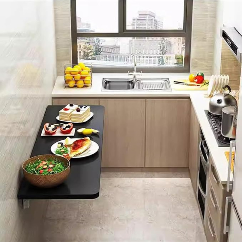 Wandklapptisch Küchentisch Kindermöbel Laptoptisch Esstisch Schreibtisch Weiß Platzsparender Küchentisch Wandklapptisch (juoda, 70x50cm/28x20)