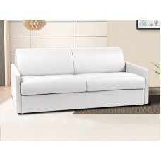 Vente-unique Calife 4 Seater Sofa Bed - Lying Surface: 160 cm - Mattress Height 22 cm - Faux Leather - White