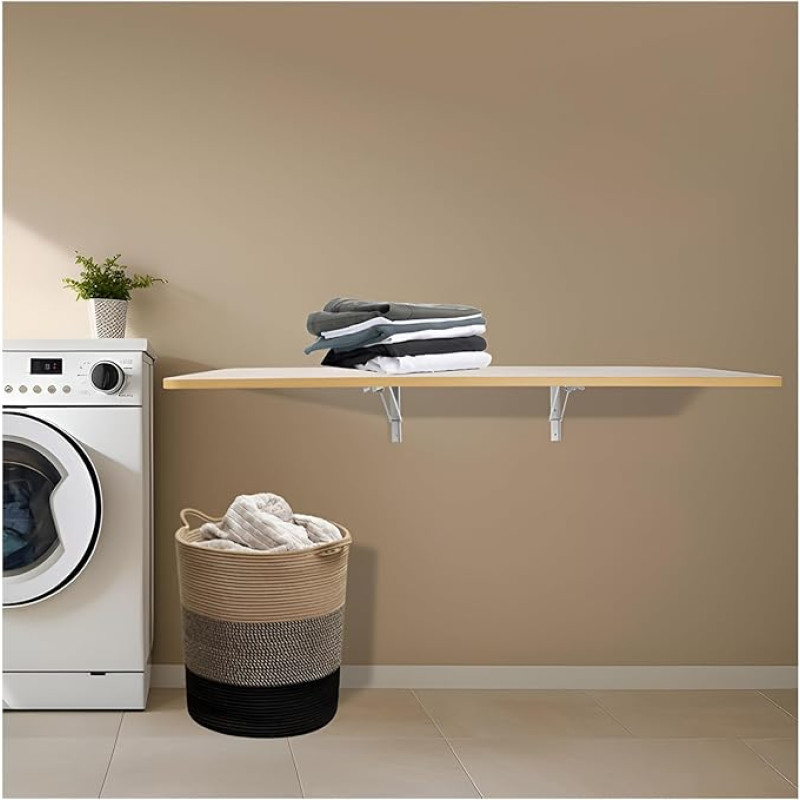 Platzsparender Klapptisch zur Wandmontage, Schreibtisch für kleine Räume, idealus Waschküche, Zuhause, Büro, Garage, Keller, Küche, langlebiges Holz (100 x 40 cm)