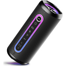 Bluetooth Speaker with Light, Bluetooth 5.4 Music Box, Dual Speaker, Dual Bass Drivers, 30 Hours Battery, IPX7 Waterproof, TWS Pairing, AUX, TF Card, Suitable for Outdoor/Party/Travel, Black