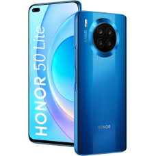 HONOR 50 Lite Smartphone, 6+128 GB Mobile Phone, 6.67 Inch FullView Display, 64 MP Quad Camera, 66 W SuperCharge Technology, Dual SIM, NFC, Deep Sea Blue