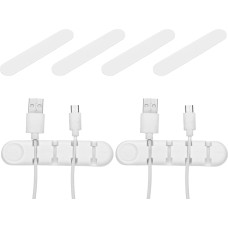 sourcing map Kabel-Clips, Kabel-Organizer, 2 Stück, 4 Steckplätze, Kabel-Management, USB-Kabelhalter, Clips für Schreibtisch, Nachttisch, Ladekabel, Zuhause, Büro, Auto