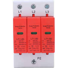 PV apsauga nuo viršįtampių AC 385V 40-80KA 3P DIN bėgių apsauga nuo žaibo Apsauga nuo įtampos Apsauga nuo viršįtampių Apsauga T2 viršįtampių ribotuvas, skirtas fotovoltiniams saulės ir elektros energijos šaltiniams