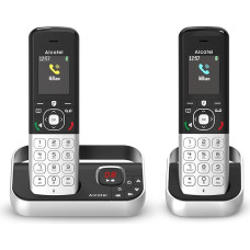 ALCATEL FX990 Voice Duo - Cordless DECT Telephone with Answering Machine 50 Min. - High Resolution Colour Display - Hands-Free Function - Call Lock - VIP Ringtone - 2 Handsets - Black/Grey