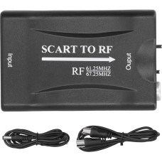 Dpofirs SCART į RF vaizdo adapterį, RF išvesties keitiklis su 67,25MHz / 61,25MHz, skirtas TV dėžutei / DVD / tinklo dėžutei / žaidimų konsolei, kad būtų ištaisyti senosios TV sąsajos defektai