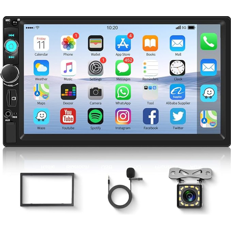 Hodozzy Dvigubas DIN automobilinis radijas 7 colių jutiklinis ekranas, automobilinis MP5 grotuvas, 