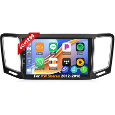 6G+128G 8 Core CAMECHO Android Car Radio for VW Sharan 2012-2018 with Wireless Carplay Android Car, 9 Inch IPS Touchscreen with Bluetooth FM/RDS EQ DSP GPS WiFi + Reversing Camera & Mic