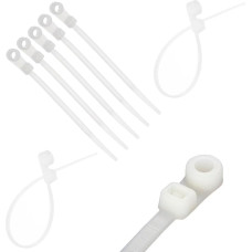 TERF® Kabelbinder mit Schraubbefestigung, 300 mm x 4,8 mm, Premium-Nylon, sichererer selbstschließender Mechanismus, Kunststoffbinder für Zuhause, Büro, Garten, Garage, Werkstatt, Heimwerker, Weiß, 100