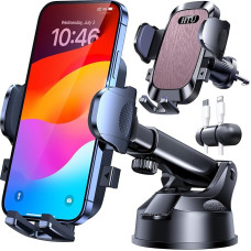 HTU 2025 Tikroji karinė klasė: 360° kampu pasukamas universalus automobilinis laikiklis iPhone 16 Pro Max 15 Samsung S25, šviesiai rožinis, 36 kg stipriausias siurbimo puodelis ir metalinis ventiliacijos kablys, 360° pasukamas universalus automobilinis la