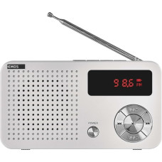 EMOS - nešiojamas skaitmeninis FM radijas ir MP3 grotuvas su baterija + USB-C kabelis - teleskopinė antena, FM 88-108 MHz - USB prievadas, 