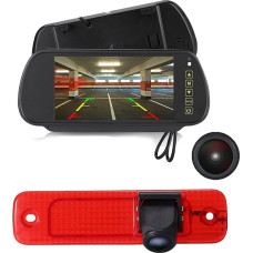 Su 7 colių galinio vaizdo veidrodėliu, Super HD 1280p galinio vaizdo kamera Automobilio trečiasis stogo viršutinis stabdžių žibinto žibintas Galinio vaizdo atsarginė kamera, skirta 