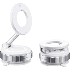 Magnetinis telefono laikiklis automobilyje su vakuumine technologija, mobiliojo telefono laikiklis, stiprus siurbimo puodelis, 360° reguliuojamas prietaisų skydeliui, priekiniam stiklui, suderinamas su iPhone 12-16 Samsung S24 Ultra, baltas