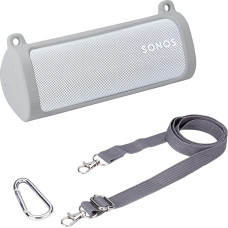 Khanka Silicone Case with Shoulder Strap Compatible with Sonos Roam Wi-Fi & Bluetooth Speaker with Carabiner Clip