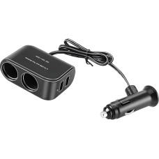 Kfz-Zigarettenanzünder-Splitter, 2 Steckdosen, USB-Autoladegerät, Netzsteckdosenadapter mit 2 USB-Anschlüssen, 2 Zigaretten-Splitter, 12 V/24 V, Doppel-Netzteil für Kamera, Dashcam, GPS, Handys