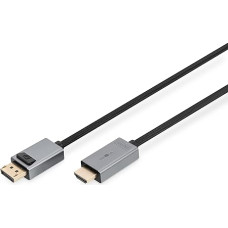 DIGITUS DisplayPort to HDMI Adapter Cable - 1.8 m - UHD 4k/30Hz - HDMI 2.0 - Displayport 1.2 - Status LED - Plug & Play - Gold-Plated Contacts - Black