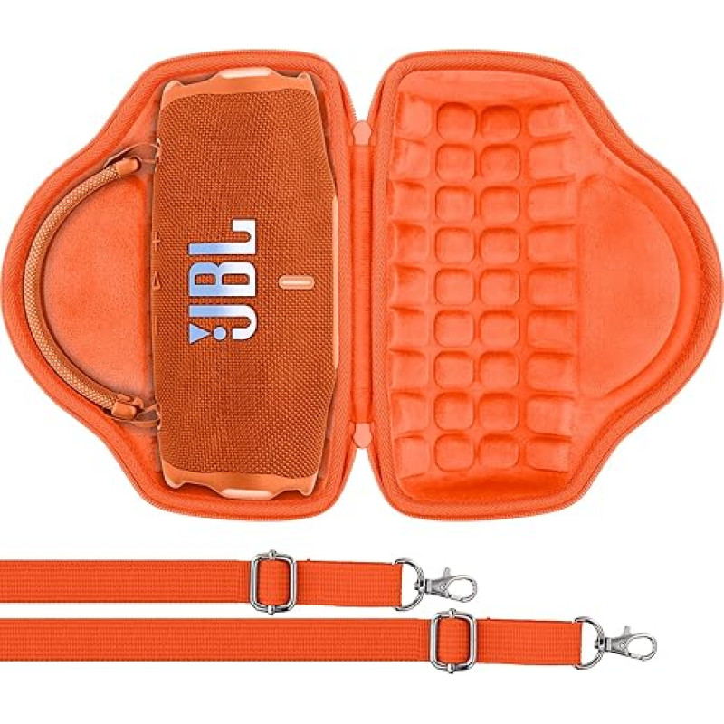 Aenllosi für JBL Charge 6 Bluetooth-Lautosprecher Hartschalen-Tragetasche mit Schulterriemen, Orange, nur Tasche