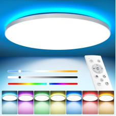 LED lubų apšvietimas su nuotolinio valdymo pulteliu 24 W RGB spalvų keitimo LED lubų apšvietimas plokščias apvalus lubų apšvietimas 3000 K 6500 K 2400 LM miegamajam Virtuvė Svetainė Koridorius Balkonas Vonios kambarys