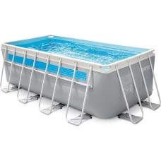 Intex 26770NP - Piscina Fuori Terra Prism Frame Clearview Rettangolare, Pompa Filtro 2006 L/h, Scaletta, Telo Base e Copertura, 8418 L, Acciaio e PVC, Grigio, 400 x 200 x 122 cm