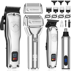 Suttik 4 in 1 plaukų žoliapjovės rinkinys Vyrų plaukų žoliapjovė Barzdos žoliapjovė Nosies ausų žoliapjovė Profesionalus elektrinis skustuvas skustuvas skustuvas įkraunamas Kirpyklų rinkinys dovanos jam