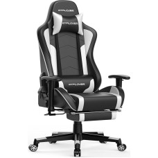 GTPLAYER Gaming Chair Gamer Chair with Footrest Bluetooth Speaker Ergonomic Office Chair Computer Chair Desk Chair PC Chair with Adjustable Backrest 150 kg Load Capacity White