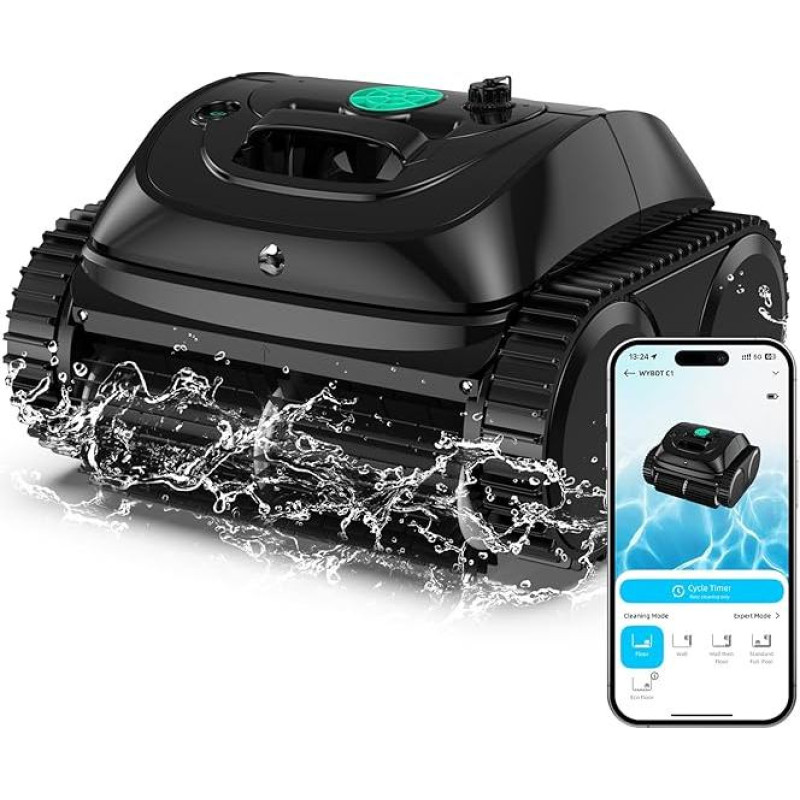WYBOT C1 baseino robotas su baterija, 150 min. Belaidis baseino dulkių siurblys Baseino robotas grindų ir sienų siurblys, baseino siurblys su išmaniuoju maršruto planavimu, visiškai automatinis grindų, vandentiekio linijų ir sienų valymas, iki