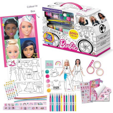 BLADEZ Barbie Bumper Activity Set, Arts and Crafts, Licensed Stationary Set with Pens and Stickers, Colour-in Camper Van, 300+ Pieces Creative Maker Fawn Toyz