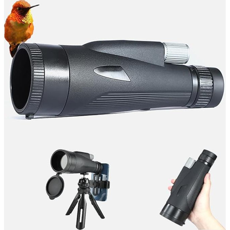 Monokulinis teleskopas 12-36 x 60 ED priartinimo monokuliaras (24 mm okuliaras + 60 mm objektyvas ir lęšis), atsparus vandeniui, su BAK4 prizme ir FMC objektyvu, adapteriu ir trikoju, skirtas laipiojimui, kamuolio žaidimams, laukinės gamtos stebėjimui