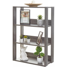 Iris Ohyama, OWR-600 Grey Oak 4 Tier Bookcase Shelves Adjustable Every 14 cm Sturdy Industrial Laundry Room Living Room Hallway Bedroom Office