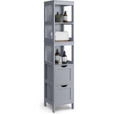 VASAGLE Bathroom Cabinet Free Standing Bathroom Furniture with 2 Drawers Open Compartments Bathroom Living Room Kitchen Modern Dove Grey BBC66G02
