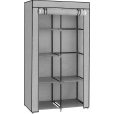 SONGMICS RYG084G22 Wardrobe 1 Clothes Rail 6 Tier Non-Woven Fabric Metal Frame 45 x 88 x 168 cm Bedroom Hallway Dressing Room Grey Herringbone