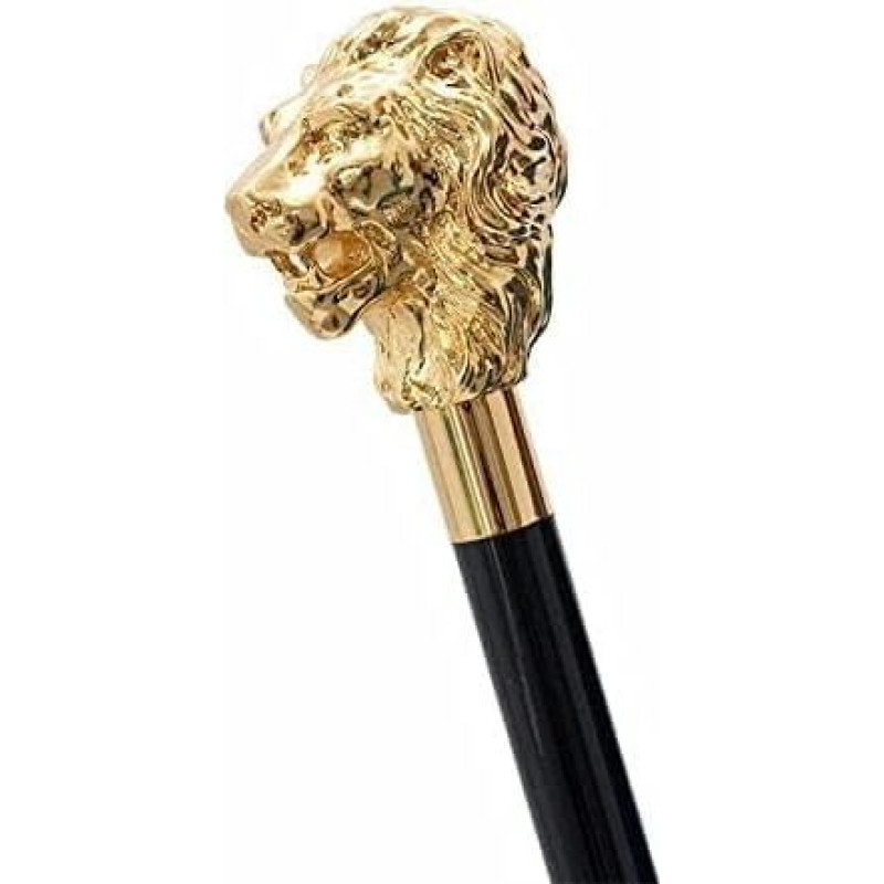 Medinė vaikščiojimo lazda, derliaus lazda su žalvario liūto rankena vyrams ir moterims, Viktorijos laikų stiliaus išgalvotos lazdos motinai tėvui