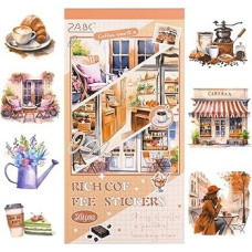 RISYPISY Pre-Cut PET estetiškos žurnalų lipdukų knygos suaugusiesiems, 20 lapų albumo lipdukų knyga, 