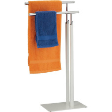 Relaxdays Standing Towel Rail 2 Rails H 78 x W 44 x D 20 cm Steel White Silver