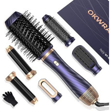 Hairstyler 6-in-1 Hair Styler Set Airstyler with Round Brush Hair Dryer Hair Styler Warm Air Brush Thermal Brush Airflow Curling Iron Automatic Volume Blow Drying Brush for Straightening, Drying