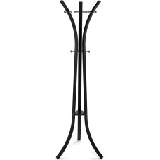 Versa Pine Minimalist Coat Rack for Entryway with 6 Hooks or Hangers for Clothes Measures 175 H x 58 L x 58 W cm Metal Black