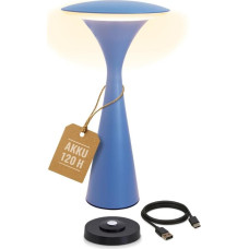 8 seasons Design Table Lamp Wireless, Dimmable, Outdoor & Indoor - Hello Space - USB Charging Station, 27 cm, Aluminium (Blue), LED Warm White to Cool White, Touch Control, Battery Table Lamp