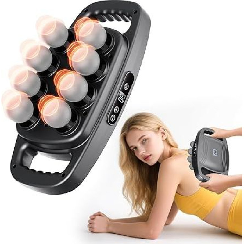 8 galvos masažo pistoletas giliųjų audinių masažui - 16 diskų atnaujinimo masažuoklis, kaklo masažuoklis su 30 lygių ir 3 režimais, tylus elektrinis masažuoklis kojoms rankoms, juosmeniui, nugarai, sėdmenims, visam kūnui