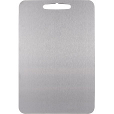 SOUUXIU Set of 2 Stainless Steel Chopping Boards with Handle, Non-Stick, Multi-Purpose Non-Slip Surface, Easy to Clean, 20 x 29 cm and 22.5 x 34 cm, Silver