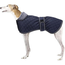 Wasserdichter Hundemantel für Windhunde, Whippet-Lurcher-Mantel, Hunde-Winterjacke mit Fleecefutter, verstellbare Outdoor-Haustierbekleidung für mittelgroße oder große Rassen, Marineblau, XXXL