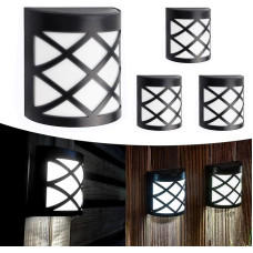 TOTHDATE 4 vnt. saulės apšvietimo balkonų vėsios baltos šviesos, saulės tvoros žibintai sieniniai šviestuvai lauko IP55 vandeniui atsparūs sodo tvoros, terasos, kiemai, balkonai, terasos, sodo apdaila