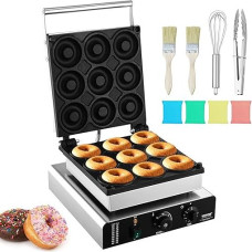 VEVOR elektrinė keksiukų kepimo mašina, 2 kW komercinė neprideganti keksiukų kepimo mašina, 9 skylutės, dvipusis kaitinimas, skirta 9 keksiukams, 50-300 °C, skirta restoranams ir namams