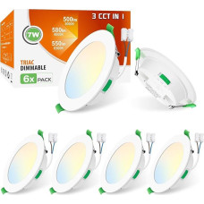 ALUSSO LED įleidžiami prožektoriai, itin plokšti, 7 W, 580 lm, šviesos diodų lubų prožektoriai, 30 mm montavimo gylis, šilta balta, 3000 K, neutrali balta, 4000 K, šalta balta, 6500 K, LED įleidžiami šviestuvai,