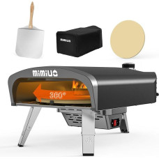 Mimiuo Outdoor Gas Fired Pizza Oven with Automatic Rotation System and British Gas Regulator, Portable Tisserie G-Oven Series, Black Coated, Includes 13