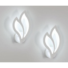 SENQIU Pack of 2 LED Wall Light Indoor 13 W, gėlės formos modernus LED sieninis šviestuvas, pagamintas iš akrilo, 1500 lm 6500 K, sieninis apšvietimas, prieškambario sieninis apšvietimas, skirtas miegamajam, svetainei, baltas
